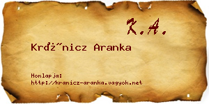 Kránicz Aranka névjegykártya
