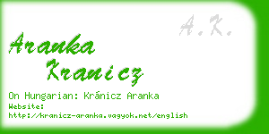 aranka kranicz business card